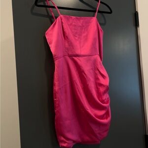 Showpo Pink Ruched Sheath Mini Dress